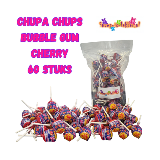 Chupa Chups Bubble Gum Cherry 60 pieces