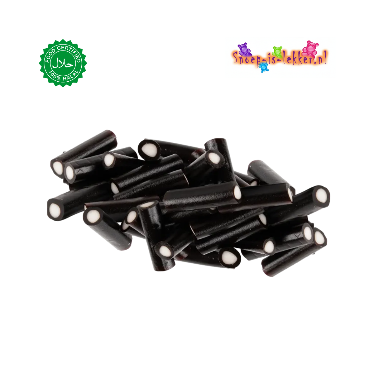 Filled licorice sticks white